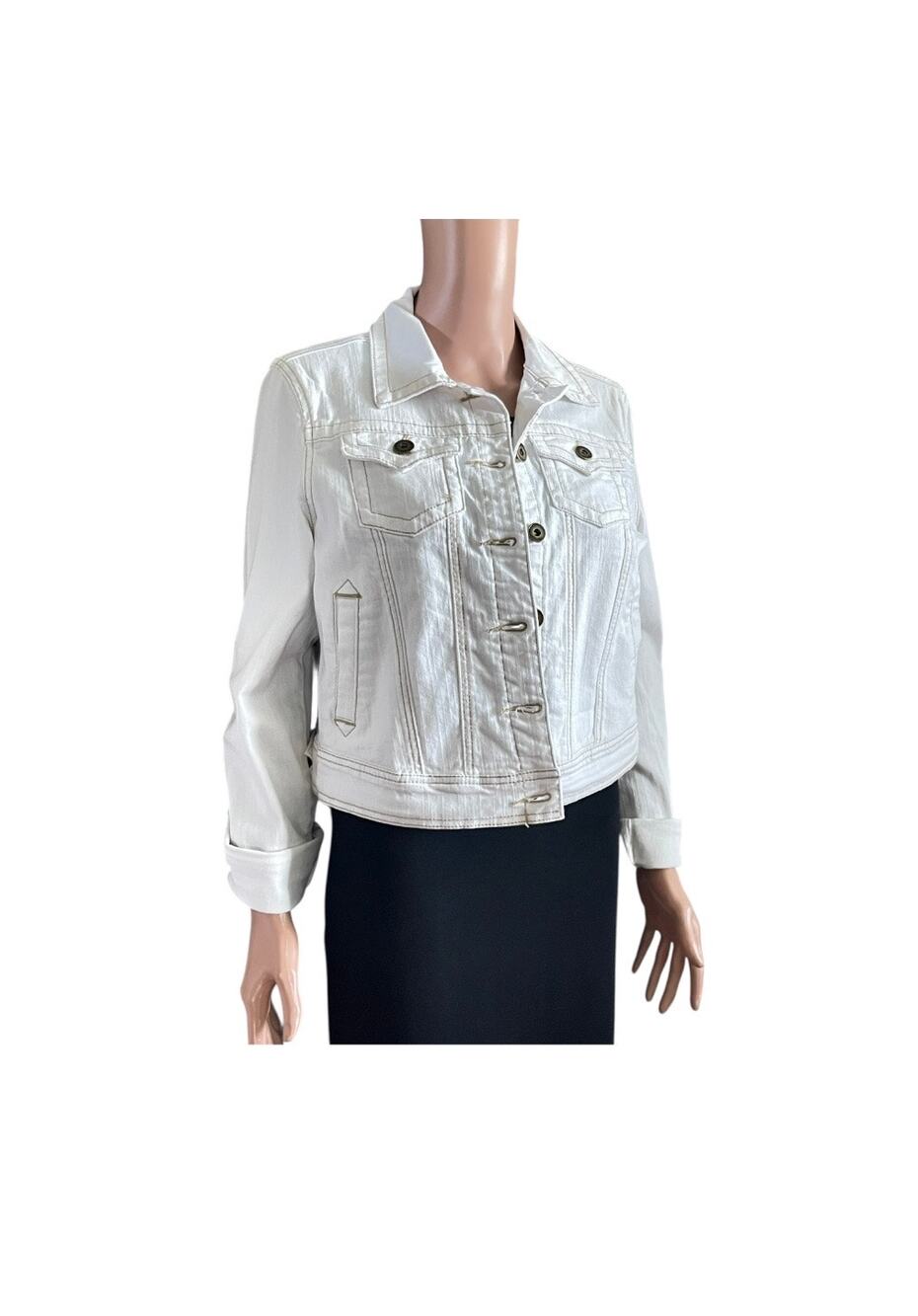 Jou Jou White Denim Light Jacket Large